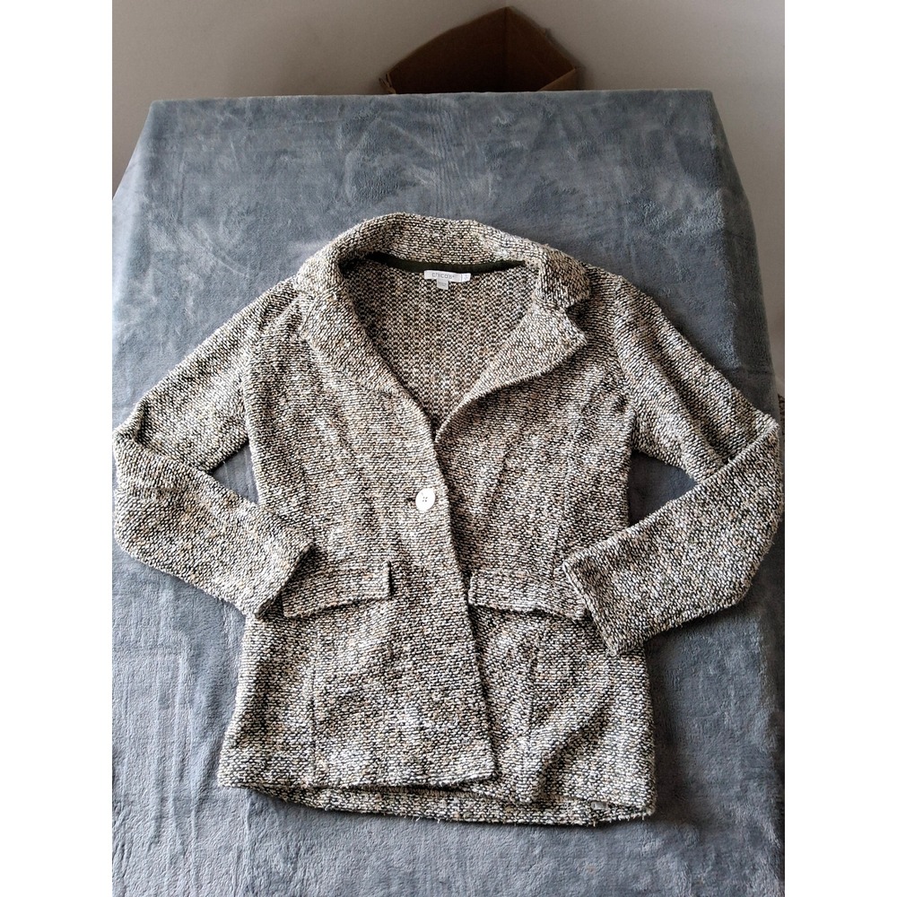 Chicos Women Green Marled Knit Blazer Jacket Single Button Size 0 Small